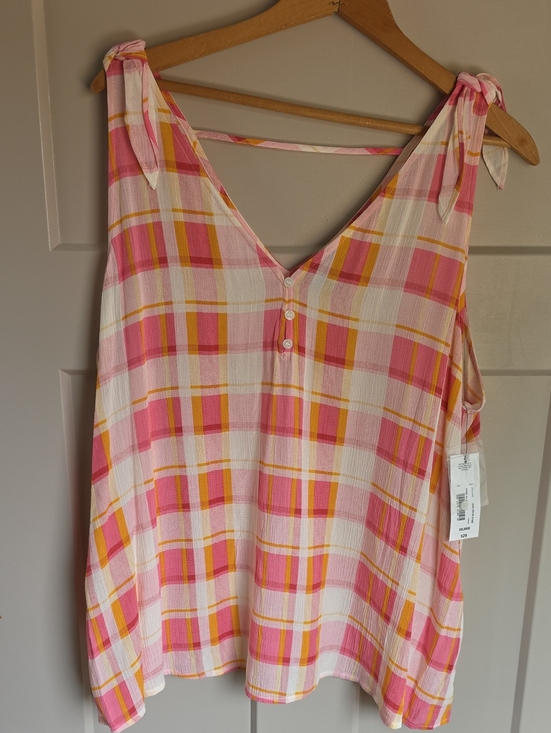 a.n.a Tops - a.n.a Pink Plaid Tie-Strap Tank
